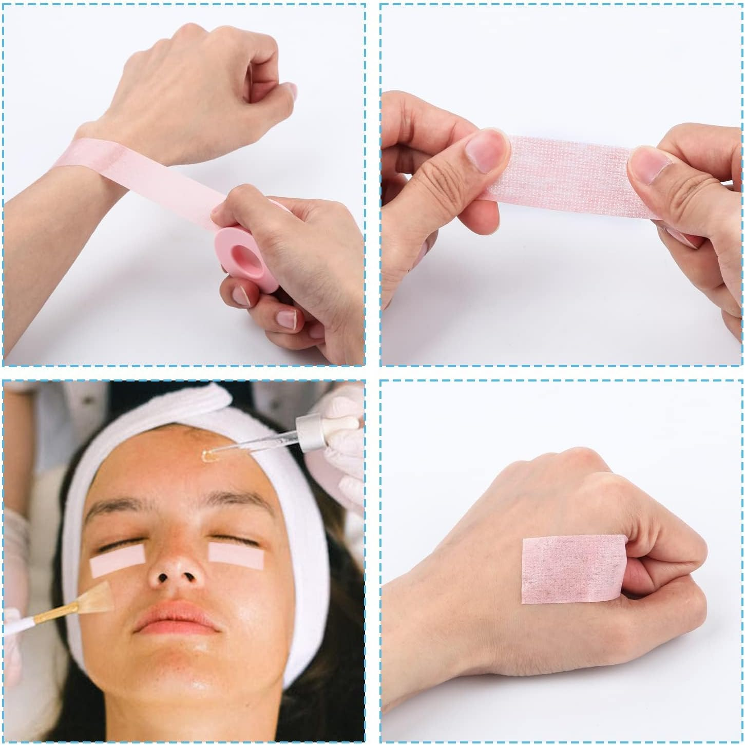 Lash Adhesive Tape Reusable Adhesive Waterproof Silicone Tape Eyelash Tape, 2Rolls Silicone Non-Woven Fabric Lash Adhesive Tape,Eyelash Extension Tape, under Eye Tape Lash Extension Tape,Pink