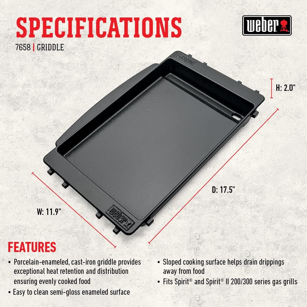 Weber Grill Griddle for Spirit Grills, Black image number 5