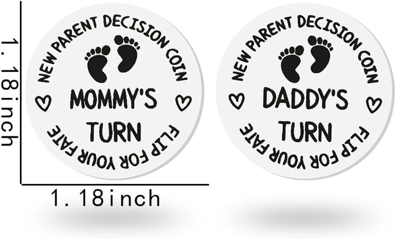 New Mom Dad Gifts after Birth Funny Mommy&rsquo;S Turn Daddy&rsquo;S Turn New Parent Decision Coin First Time Mommy and Daddy Gifts for Christmas Dad Mama to Be Gifts for Women Men Neutral Baby Gender Reveal Gift image number 1