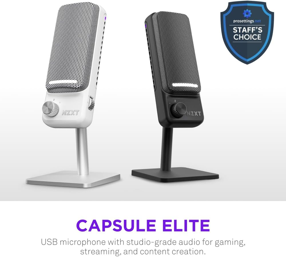 NZXT Capsule Elite - Premium USB Condenser Microphone for Gaming, Streaming, Podcasting, and Recording - Studio-Quality Sound - Multi-Position Design - DTS Software - RGB Lighting - Black image number 5