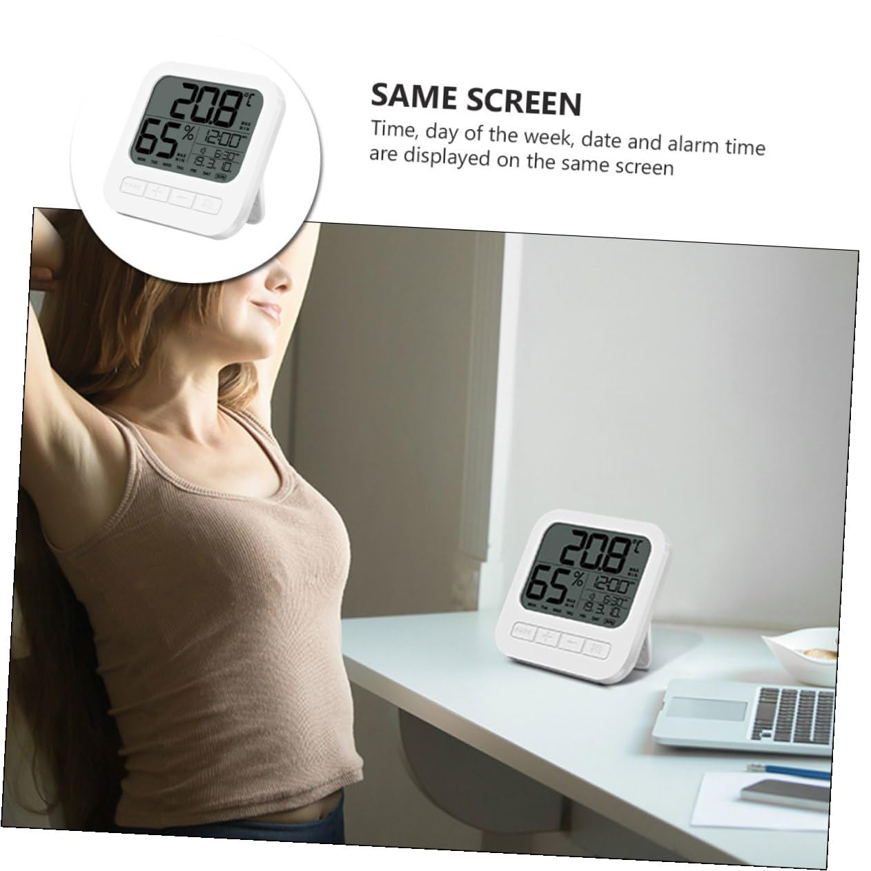 Digital Indoor Thermometer Hygrometer with High Accuracy Temperature Humidity Monitor for Home Office Greenhouse Basement AAA Battery Powered with Record and Display image number 1