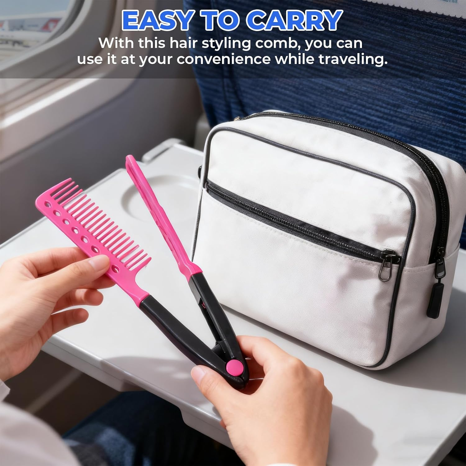 Tzylomirx 2 Pcs Straightening Comb Hair Styling Comb, Flat Straightening Iron Comb for DIY Salon Styling, V-Shaped Straight Comb (2 Colors) image number 3