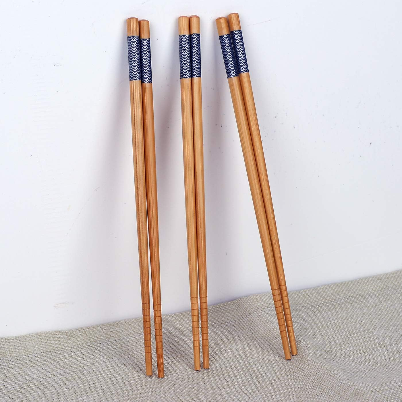 Antner 5 Pairs Bamboo Chopsticks Reusable Japanese Style Chopstick Gift Sets, Classic Natural Bamboo Chop Sticks Dishwasher Safe, 8.8 Inch/22.5Cm image number 1