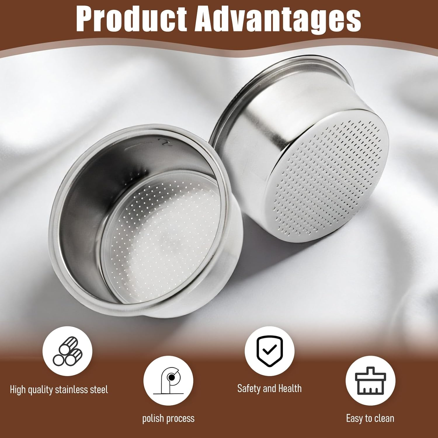 Convex Filter Basket 51 Mm, 16-18 G Stainless Steel Portafilter Basket Compatible with Delonghi La Specialista and Dedica, Precision Filter Strainer for Espresso Machines (H26) image number 2