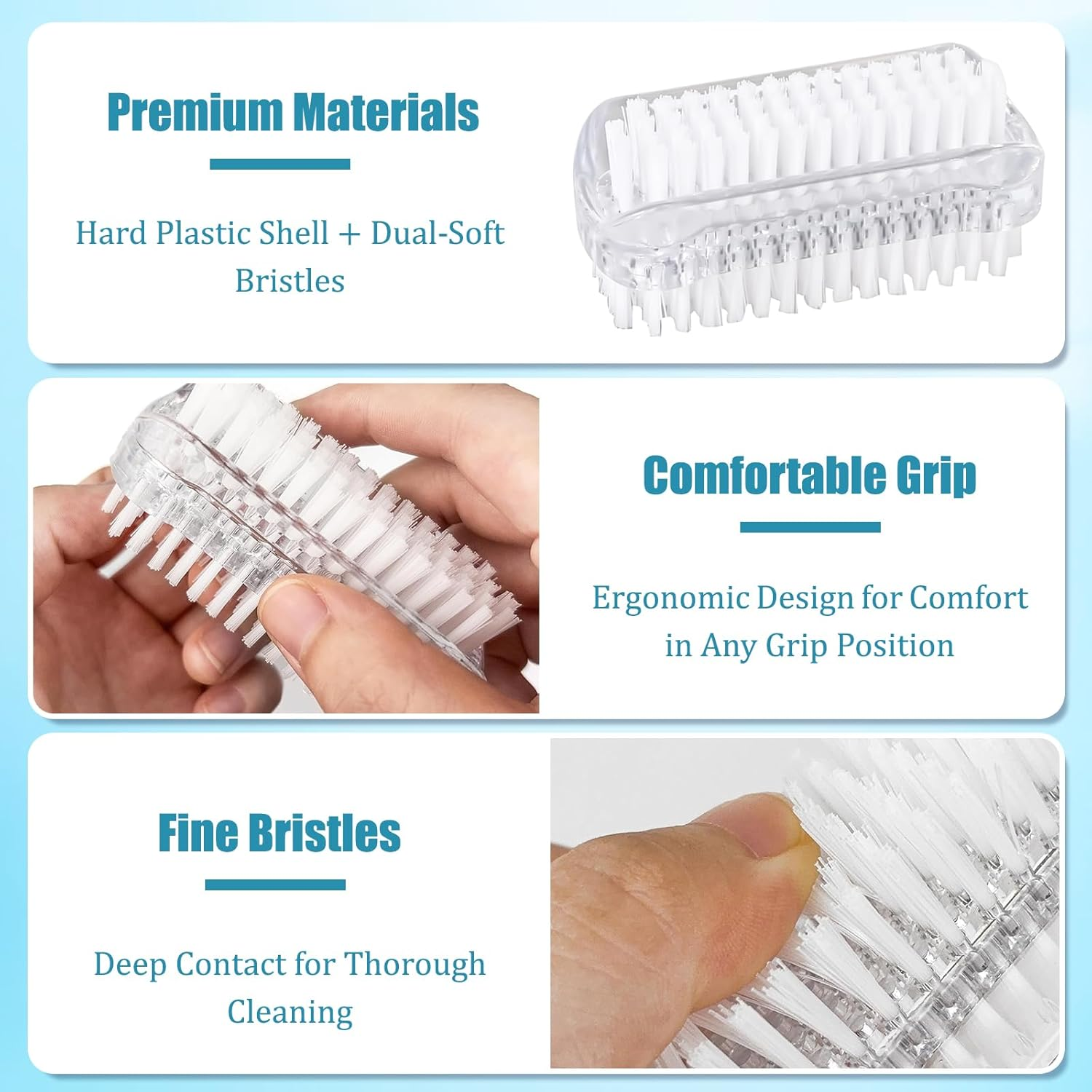 Pack of 4 Hand Brush, Nail Brush, Double-Sided Cleaning Brush, Hand Wash Brush, Small for Hands, Fingernails, Foot Brush, Vegetable Surfaces, Nail Brush, Universal Hard Bristle Brush Cleaning