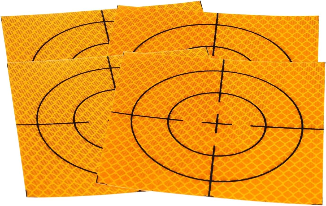 Uxcell 4Pcs Survey Reflector Sheets 100Mm X 100Mm Self-Adhesive Surveying Target Mark Sticker Total Station Reflective Sheet Tape for Ship Inspection Tunnel Measure, Yellow