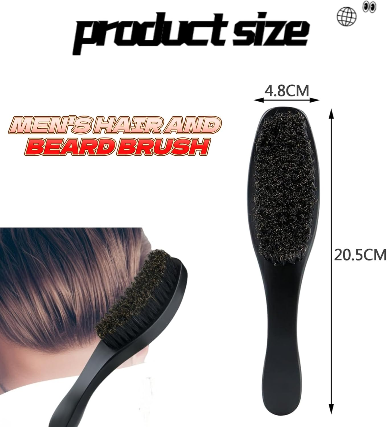 CKONXE Boar Bristle Wet and Dry Hair Hairbrush,Restore Shine and Texture, Smoothing Wave Styles for Man Women,Soft Bristles for Fine to Medium Hair,For Detangling, Beard Brush,Black image number 4