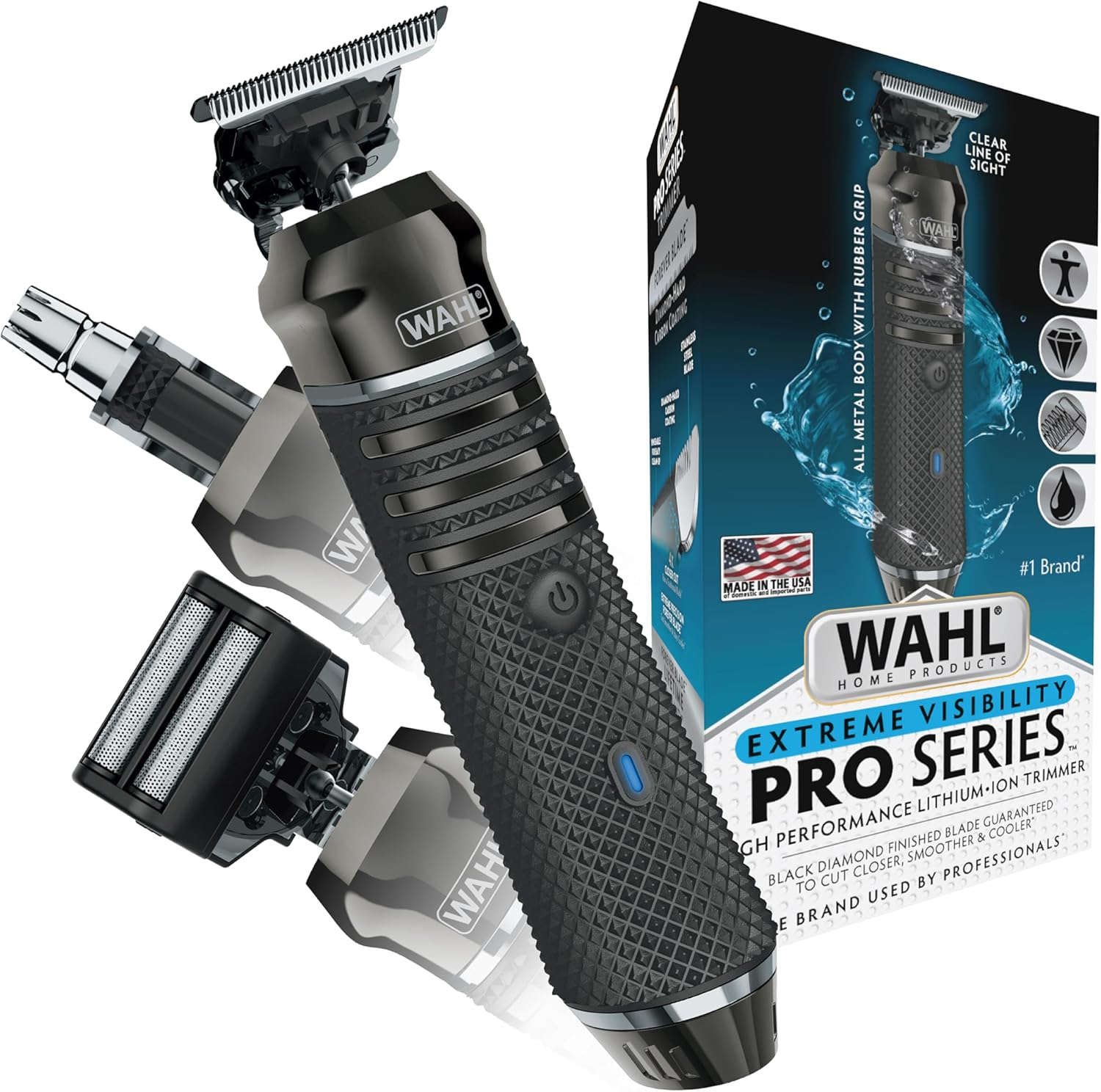 Wahl USA Pro Series High Visibility Skeleton Style Trimmer, Lithium-Ion Cordless USB Rechargeable All in One Shaving & Close Cutting Beard Trimmer for Men with near Zero Gap Blade &ndash; 3026018 image number 6