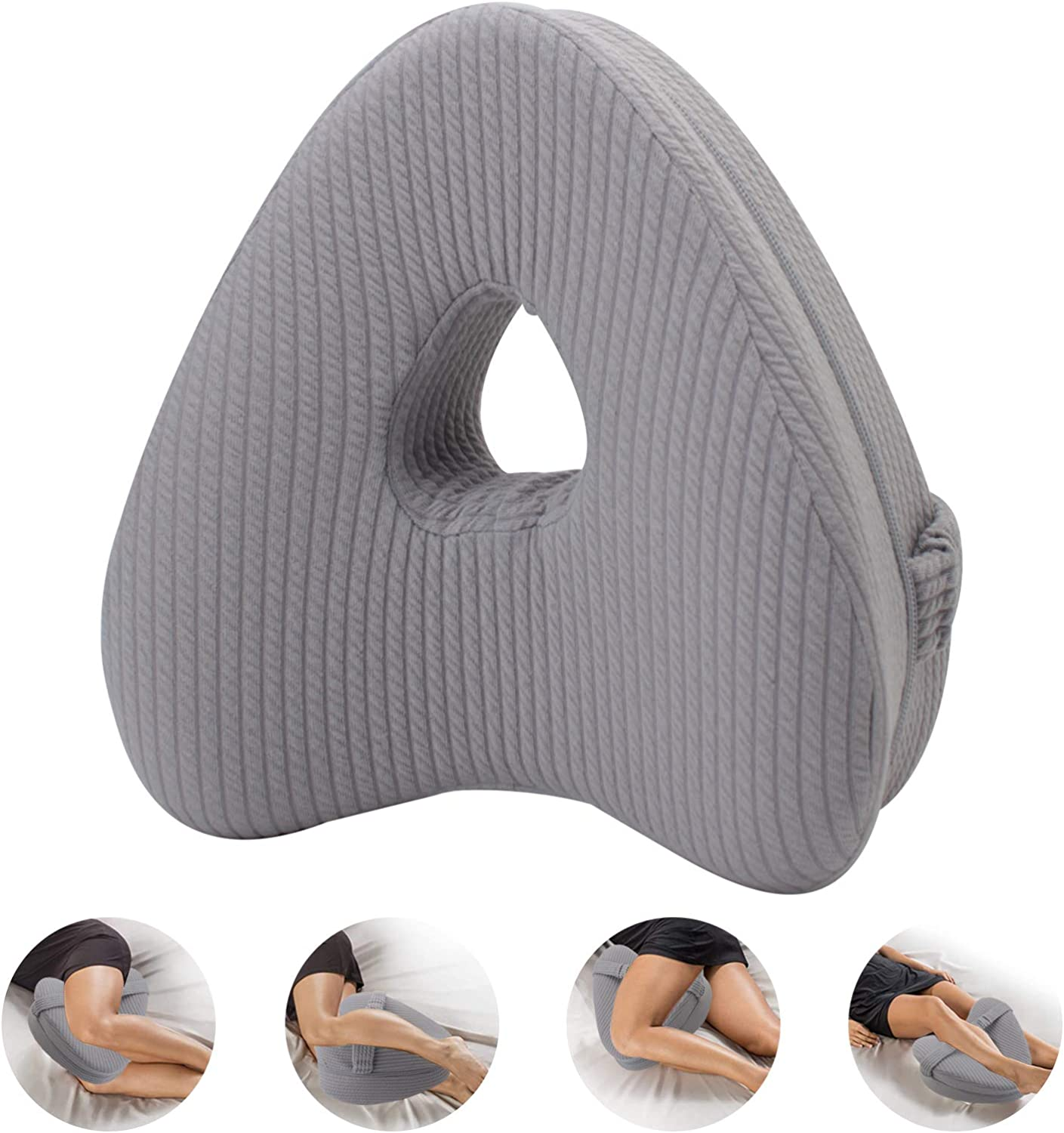 CREATESTAR Leg Pillow Knee Pillow Ergonomic Side Sleeper Pillow with Optimal Memory Foam Pillow for Side Sleepers Positioning Pillow with Removable and Washable Cover