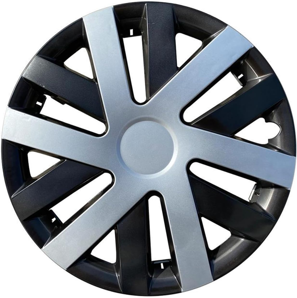 4Pcs Set 14 "Inch Hubcaps Wheel Rim Cover Glossy Black with Gray Insert Wheel Trims Set image number 2