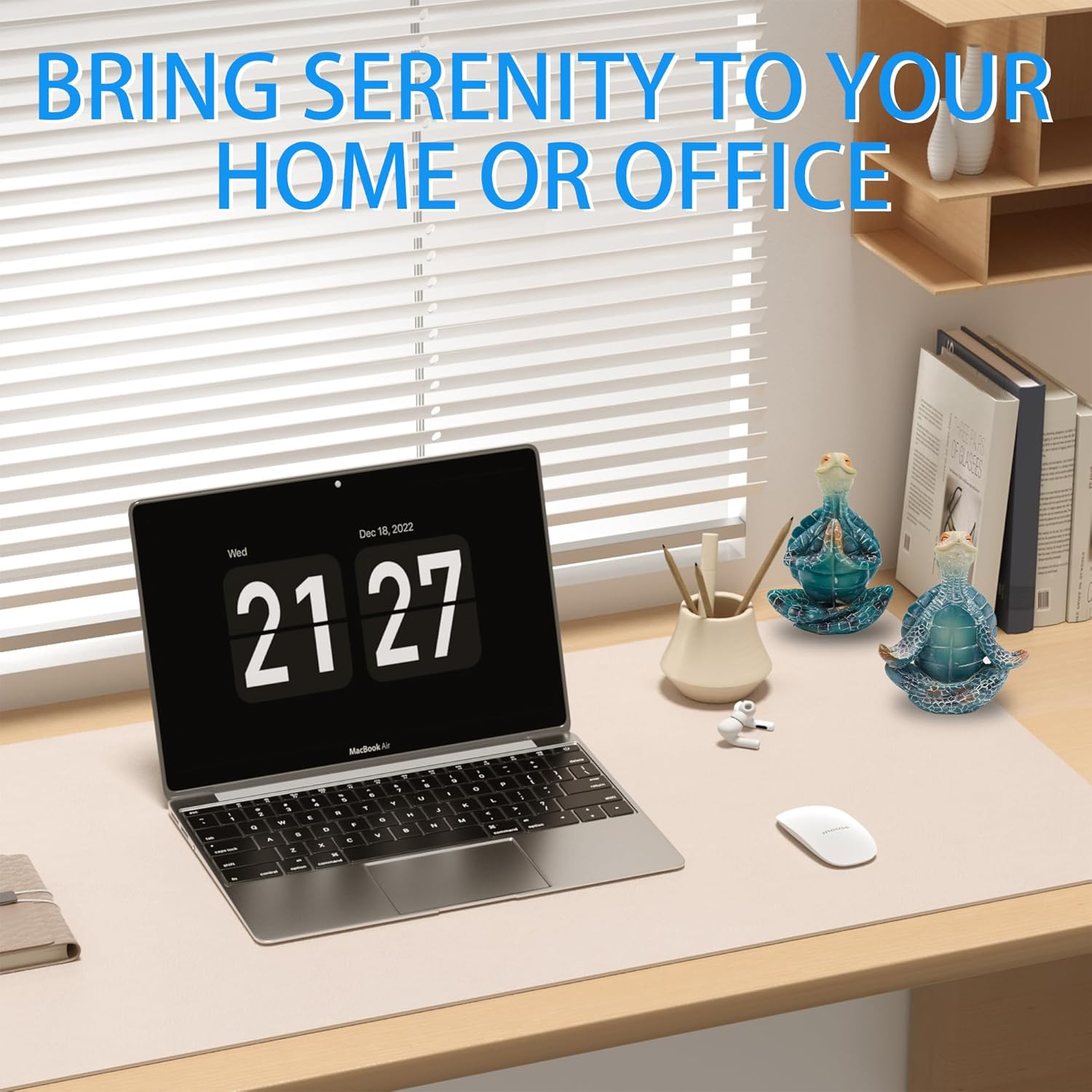 Set of 2 Meditation Yoga Turtle Statue, Sea Turtle Decor, Coastal Room Decor, Meditating Turtle Figurines for Garden Decorations, Beach Decorations for Home Office Desk Bathroom (2 Pcs) image number 6