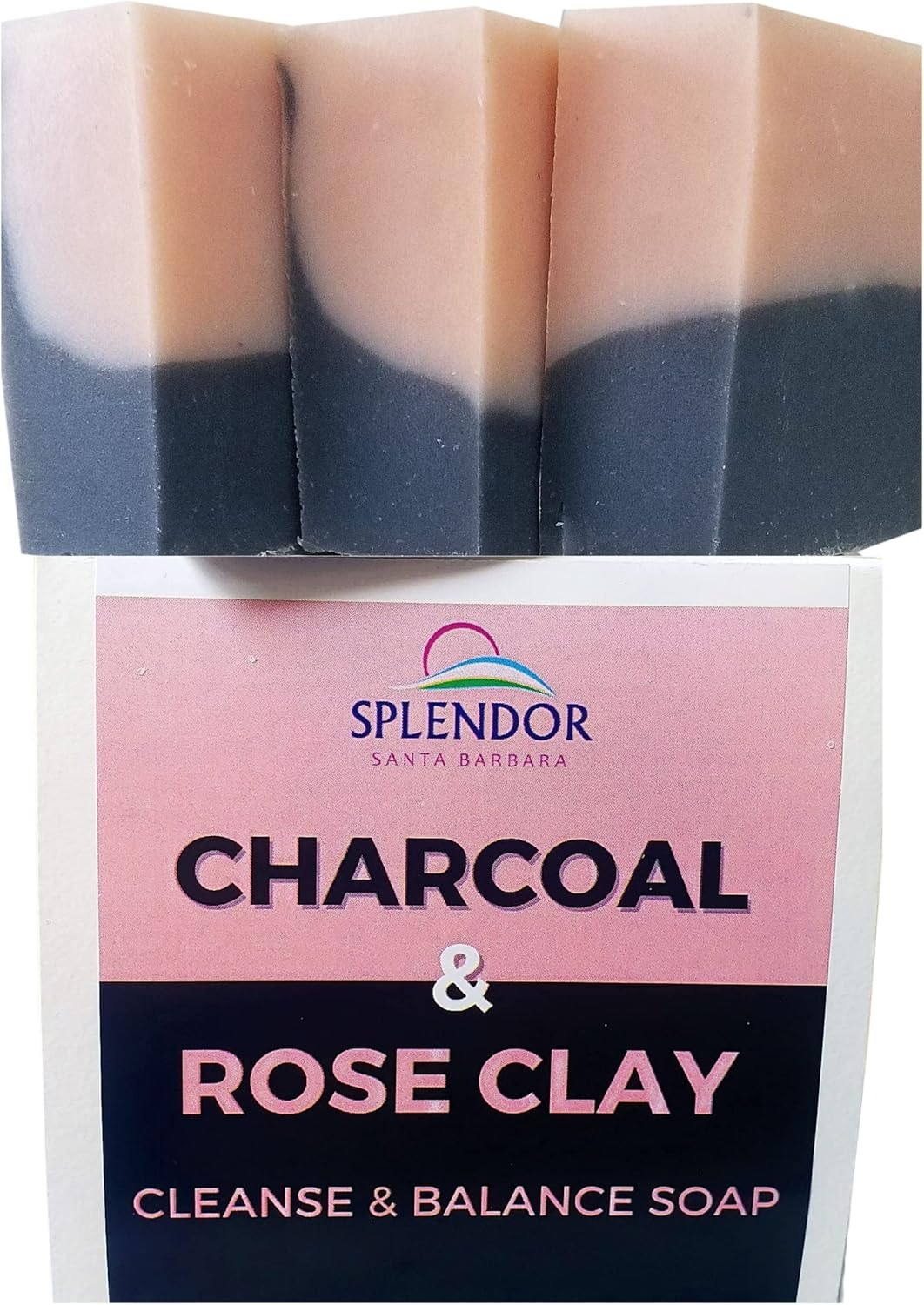 Activated Charcoal & Rose Clay Spa Bar (10.5 Oz) - Pure Coconut Oil Soap. Handmade, Vegan, Natural, Moisturizing,