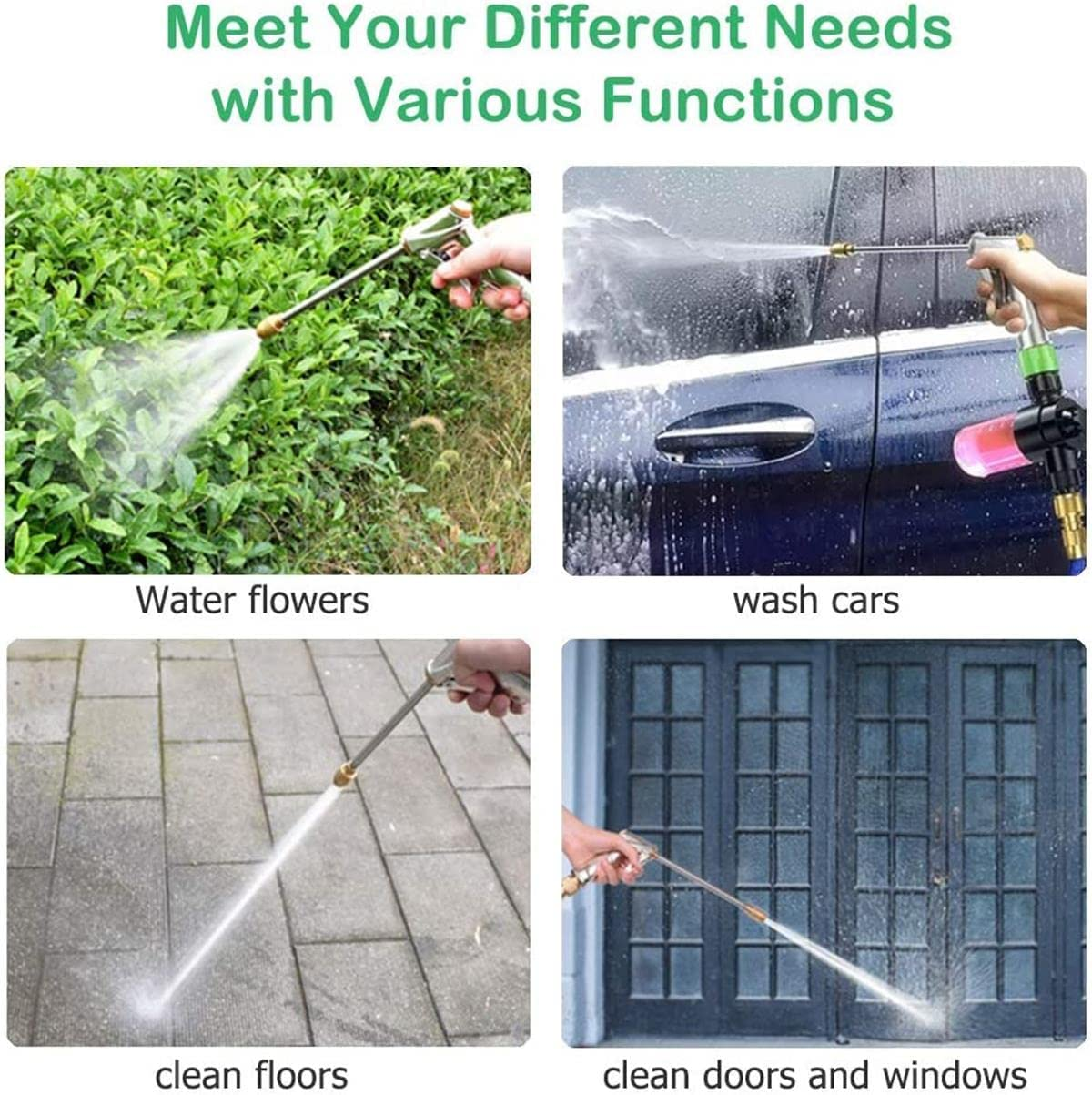 Garden Hose Nozzle,High Pressure Water Hose Nozzle Sprayer, 3/4 Extra-Strong Solid Brass Connectors for Garden Hose, for Watering Plants,Lawn& Garden,Washing Cars,Cleaning,Showering Pets & Outdoor Fun image number 1