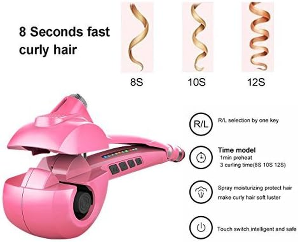 Automatic Hair Steam Curler Ceramic Curling Iron Bar Salon Professional Car Rotating Styling Steamer Spray Curl Spiral Machine Tool with LED Digital Display