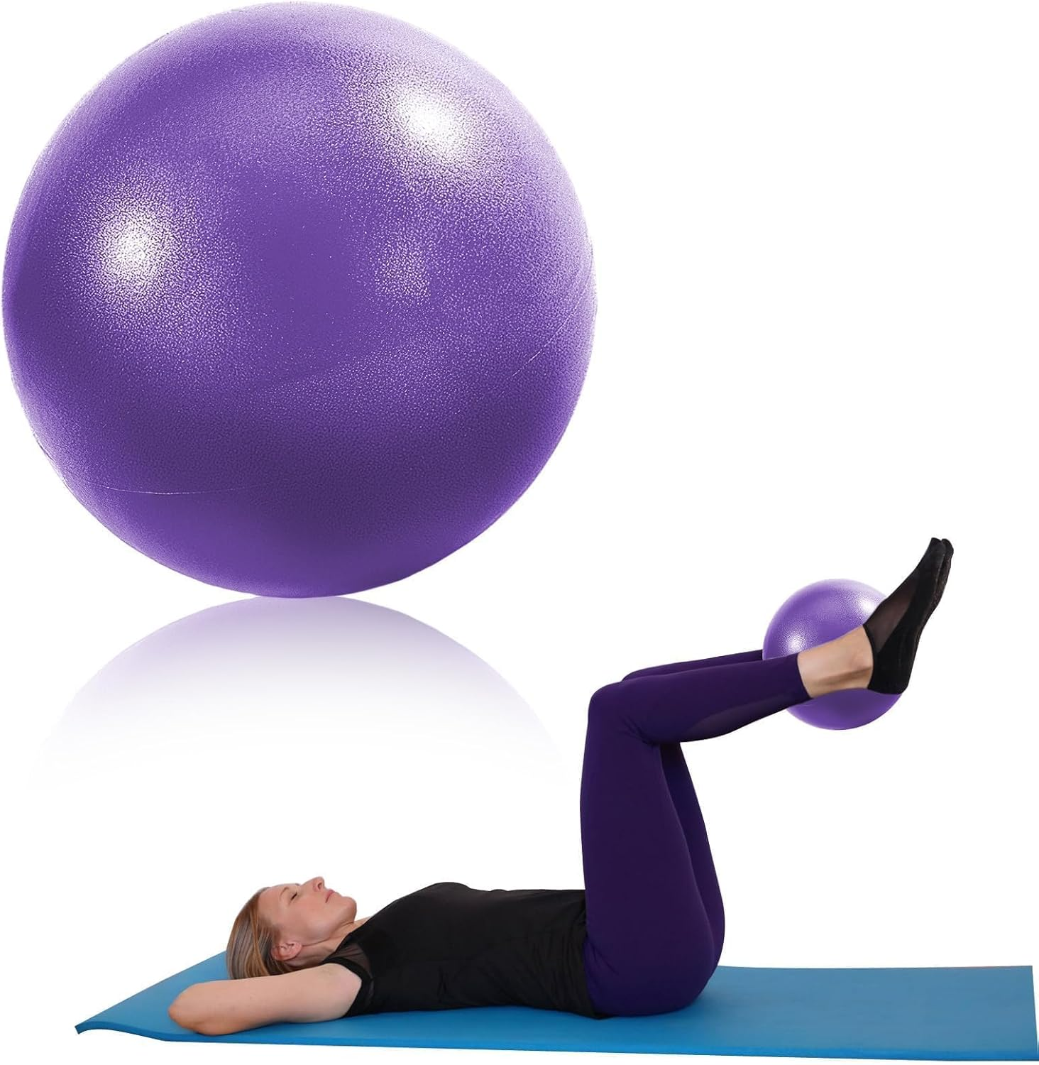 9 Inch Soft Pilates Ball, Small Exercise Ball with Inflatable Straw Anti-Burst Non-Slip PVC Mini Gym Ball for Yoga Pilates Barre Physical Therapy Core Strengthening Posture