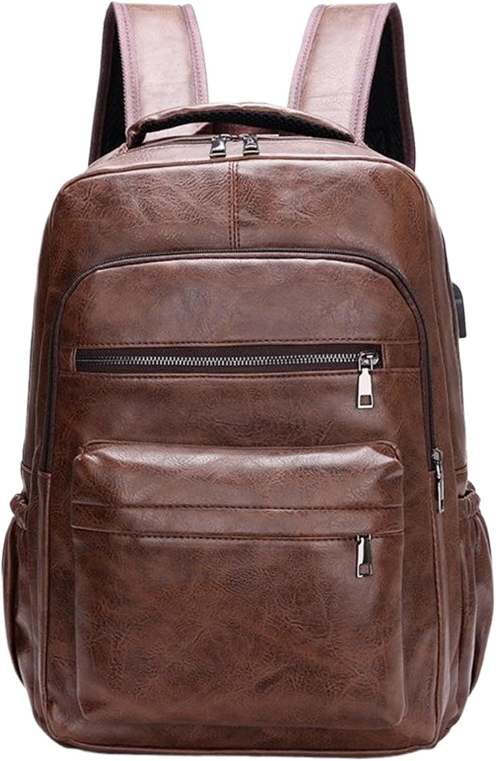 Leather Backpack for Men, 11X15.7Inch Vintage PU Leather Backpack with Multi-Pockets, Waterproof Shoulder Daypacks for Business Travel Hiking image number 1