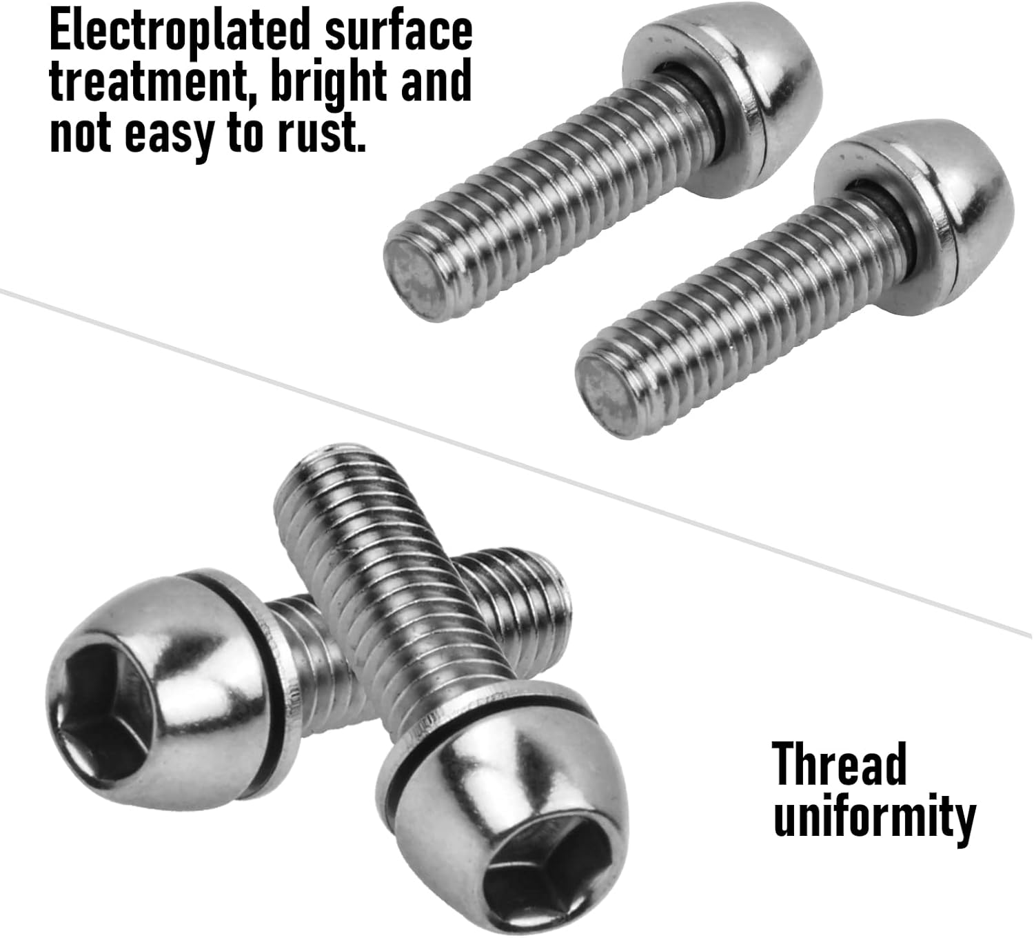 Pack of 10 Bicycle Stem Screws, M5 X 20 Mm Bicycle Stem Screws with Washers, Bicycle Cone Screws, Bicycle Stem Bolts, Cone Head Screw for Mountain Bike (Black) image number 5