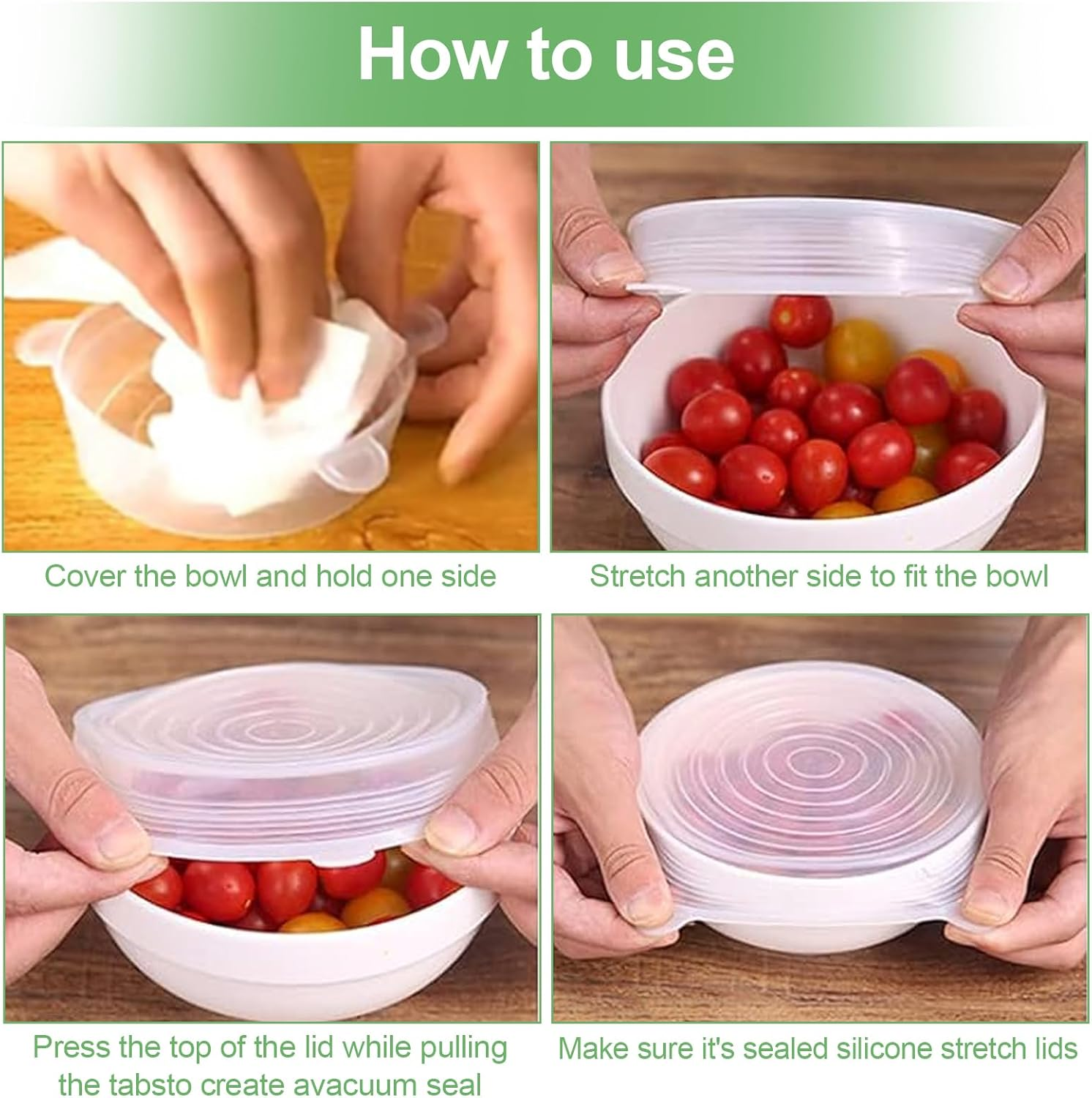 Wentworth Silicone Stretch Lids for Food Storage - 12PCS Bpa-Free Reusable Silicone Covers, Flexible & Durable, Fits Most Containers, Microwave & Dishwasher Safe (Various Sizes) image number 3