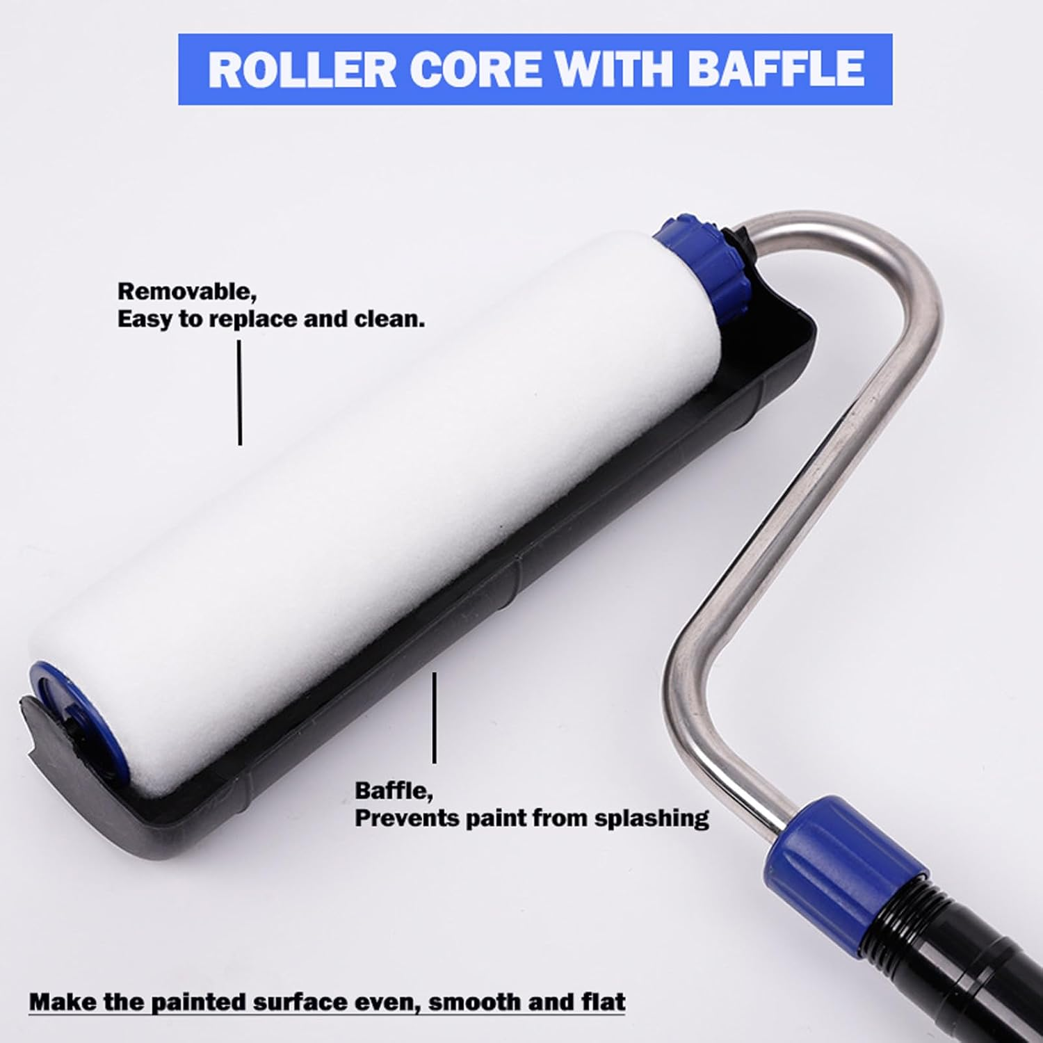 DUSICHIN DUS-133 Power Paint Roller Cover 9 Inch Rotating Painting Tool for High Pressure Paint Spraying Equipment Power Roller 10-Inch Extension Pole 3/4 Nap image number 5