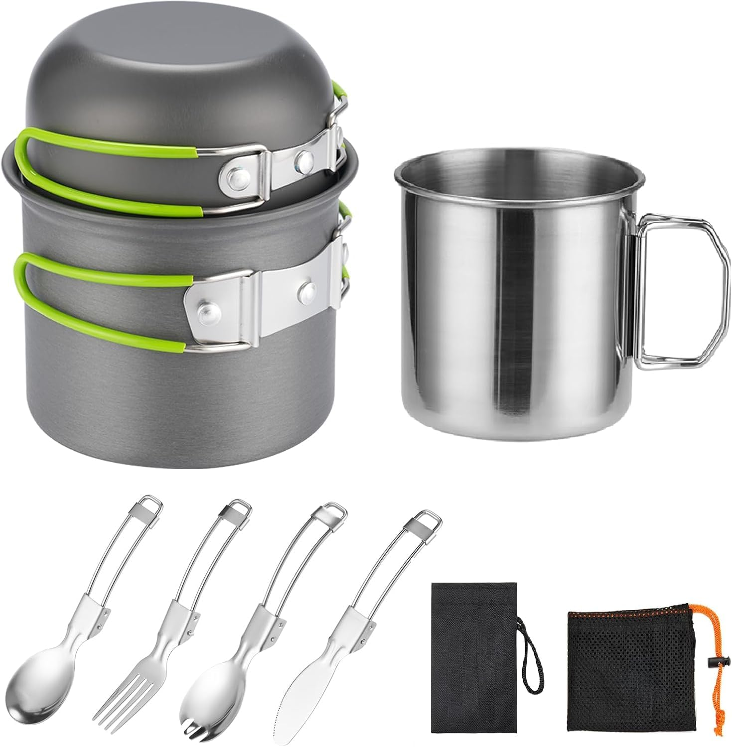 Camping Kochgeschirr Mess Kit - ISFORU Camping Kochset, Kompaktes Camping Topf Und Pfannen Set F&uuml;r 1-2 Personen, F&uuml;r Outdoor Backpacking Wandern image number 6