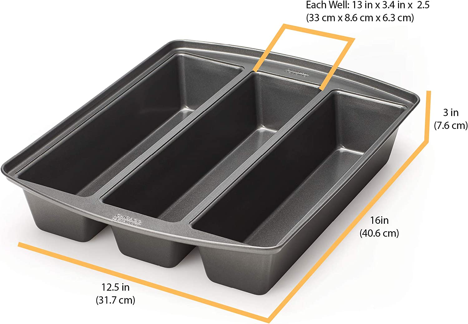 Chicago Metallic 26783 Professional Lasagna Trio Pan, 12.5 in by 3 in by 2.5 In, Silver image number 6