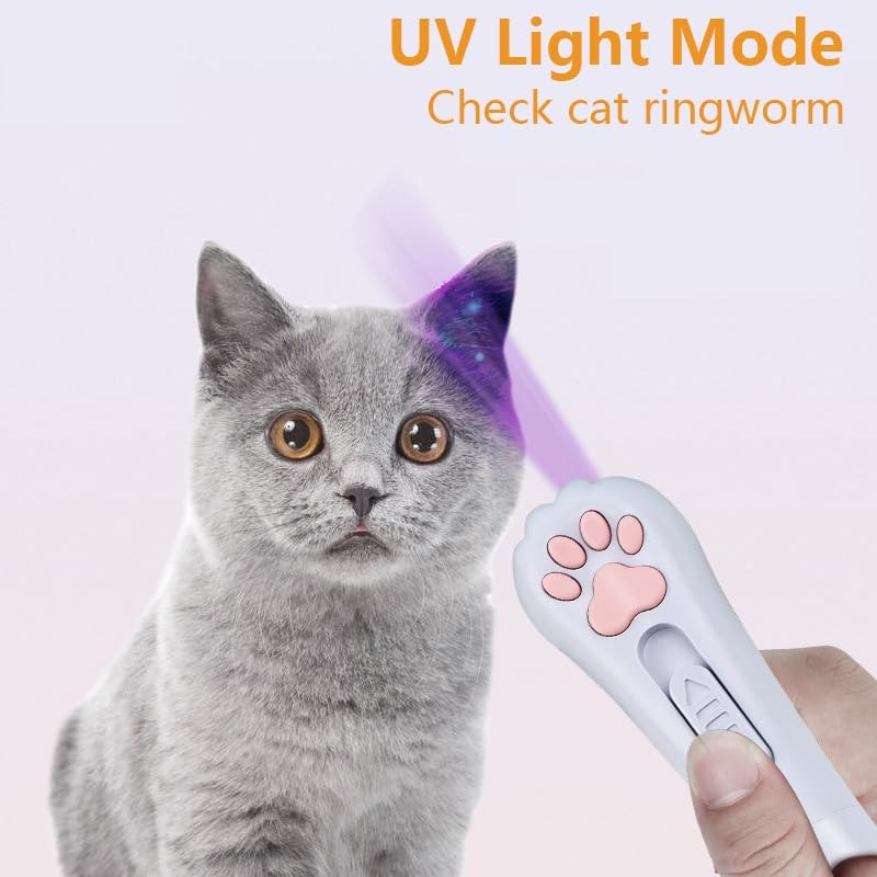 Vekol Cat Laser Toy, LED Pointer Interactive Toys Indoor Cats Dogs Laser, Long Range 5 Modes Laser Projection Playpen USB Rechargeable for Kitten Outdoor Pet Chasing Exercise (White)