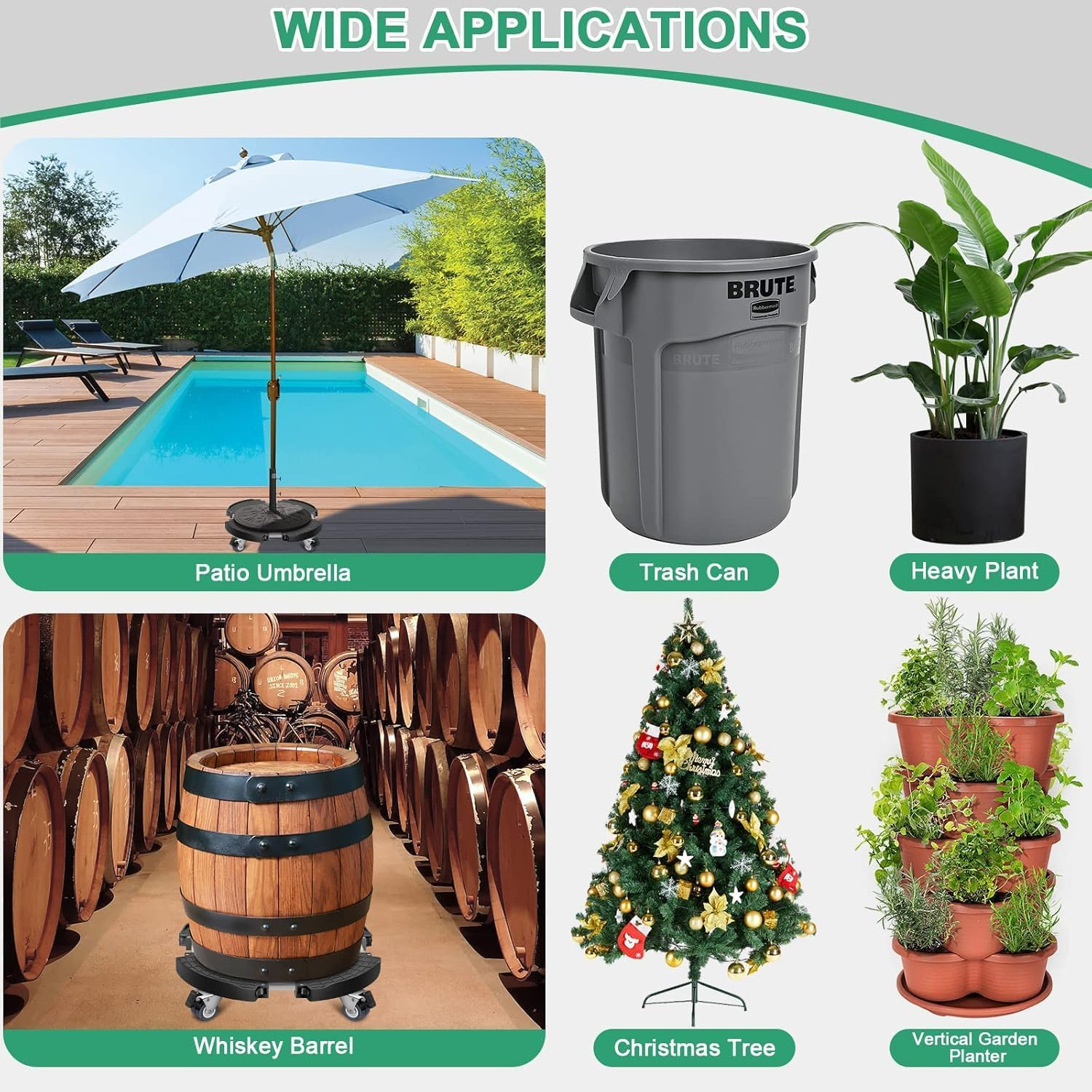 2 Pack Plant Caddy with Wheels Heavy Duty, 40-48CM Adjustable Plant Stand with Wheels, Large Plant Dolly Cart for Vertical Garden Tower, Vertical Planters, Patio Umbrella Base, Plant Pots, Trash Can image number 2