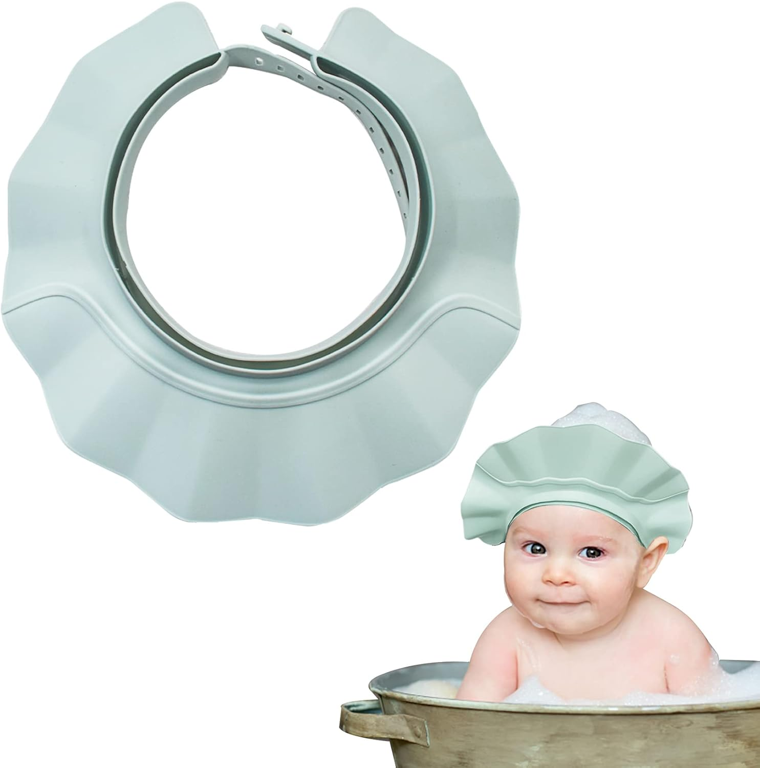 Baby Shower Shampoo Cap, Adjustable Baby Hair Washing Guard Shampoo Hat Bath Shield Visor Hat Eyes Ears Head Protection Waterproof Soft Silicone Shower Cap for Kids, Toddler, Girls, Boys, White Pink