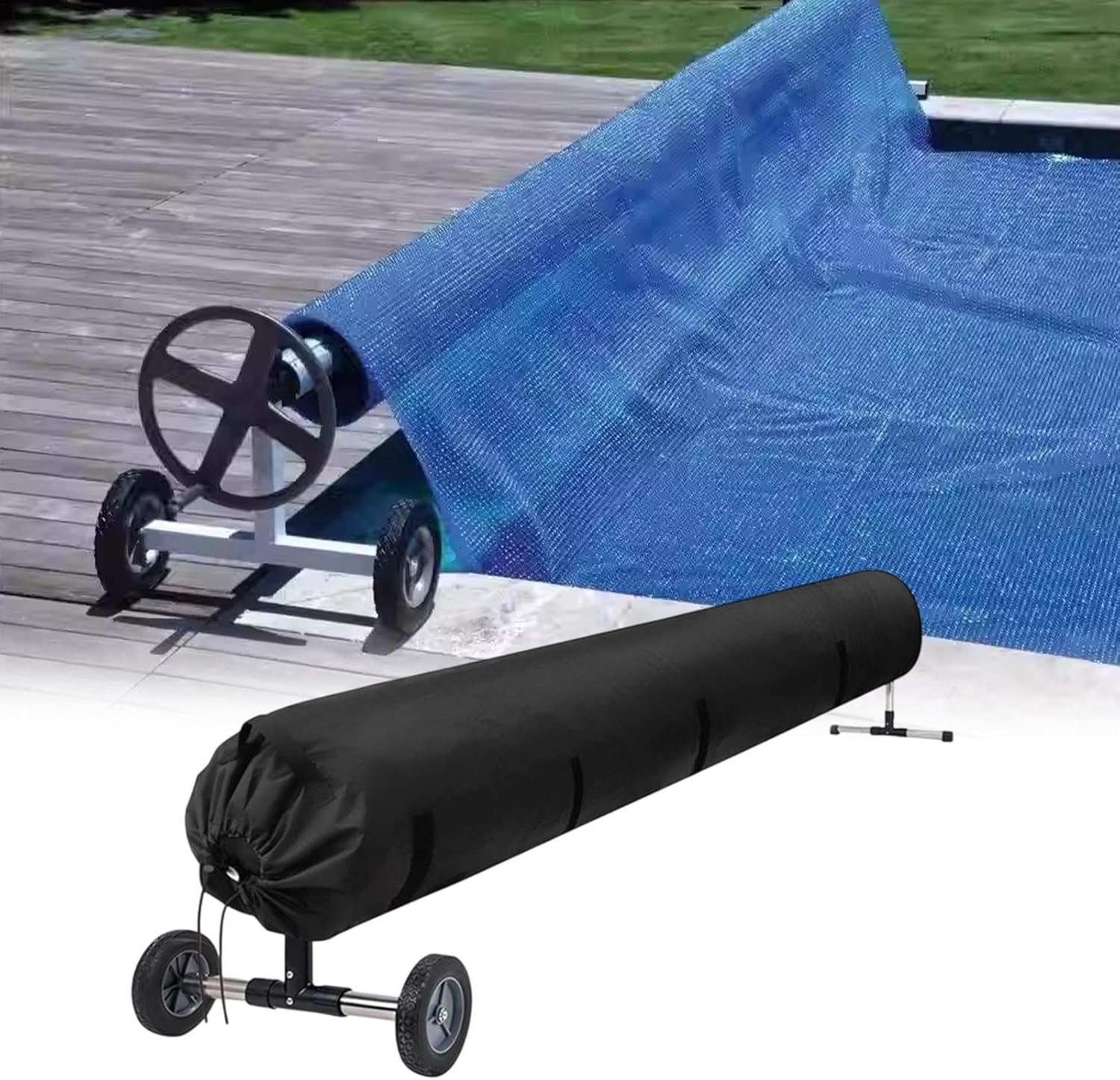Swimming Pool Solar Roll Cover, Winter Cover, Waterproof Solar Cover, Pool Solar Blanket, Reel Cover, , Easy to Clean for Pool Accessories (16 FT: 490 Cm) - 16Ft:490Cm image number 4