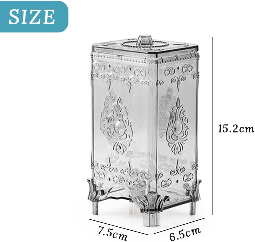 Cotton Pad Dispenser Container,Translucent Storage Box Organizer,Plastic Makeup Remover Pad Box Case, with Lid,Makeup Storage and Dustproof,For Bathroom Vanity Countertop(Grey) image number 4