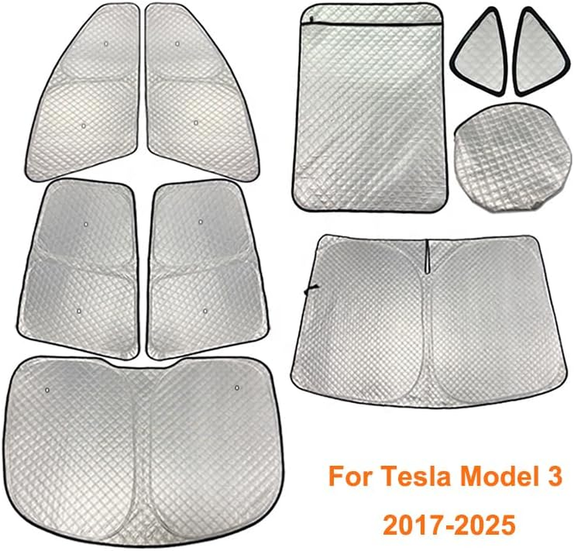 Wedoi Upgraded Camping Privacy Curtain 8 Pieces for Tesla Model 3 2017-2025 Window Sunshade for Model 3 Highland Camping Shades Windshield Sunshade Privacy Screens Fortesla Accessories