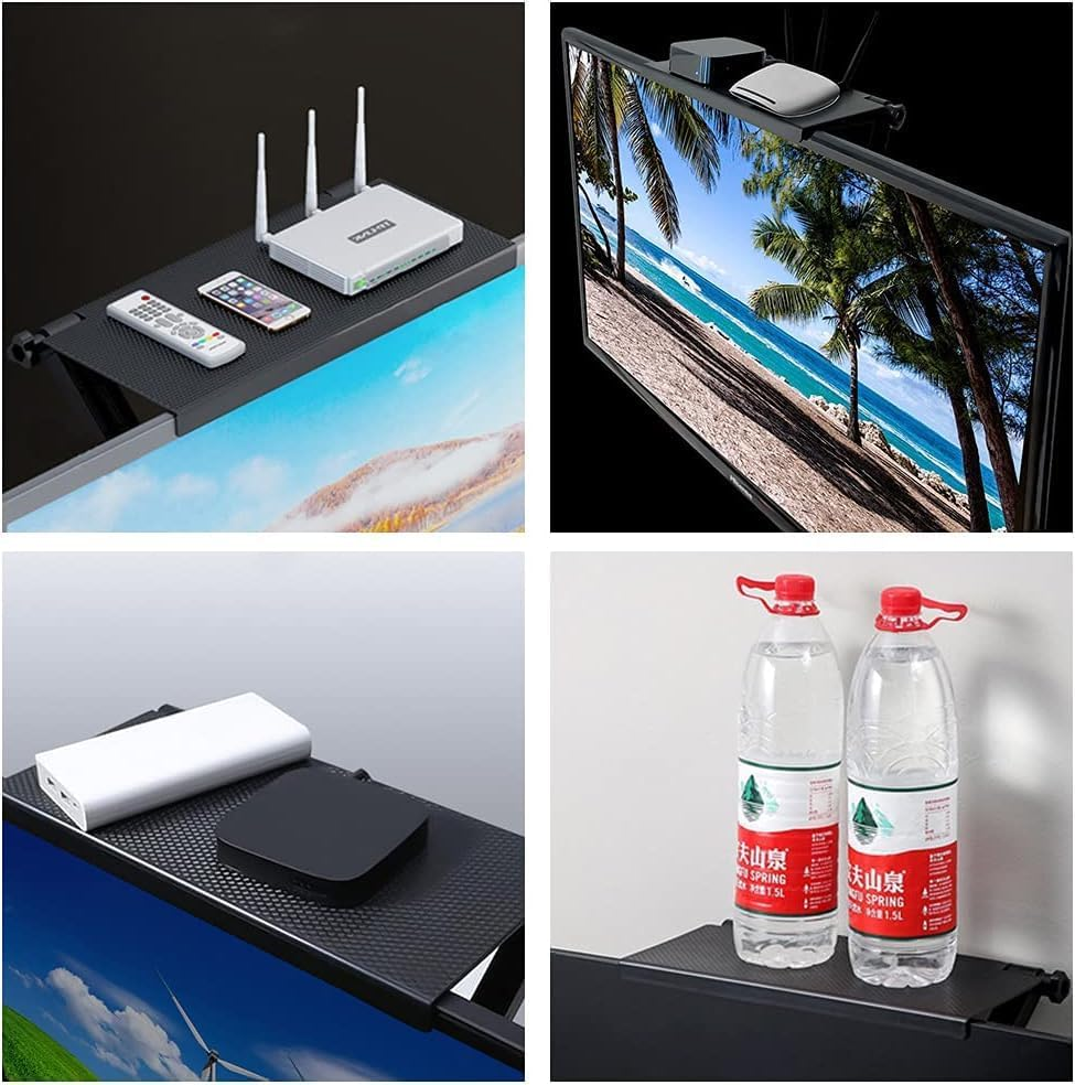 TV Screen Top Storage Shelf, 1Pc TV Top Shelf Screen Top Storage Stand,Computer Monitor Top Mounting Bracket Adjustable Cable Box Mount Rack image number 5