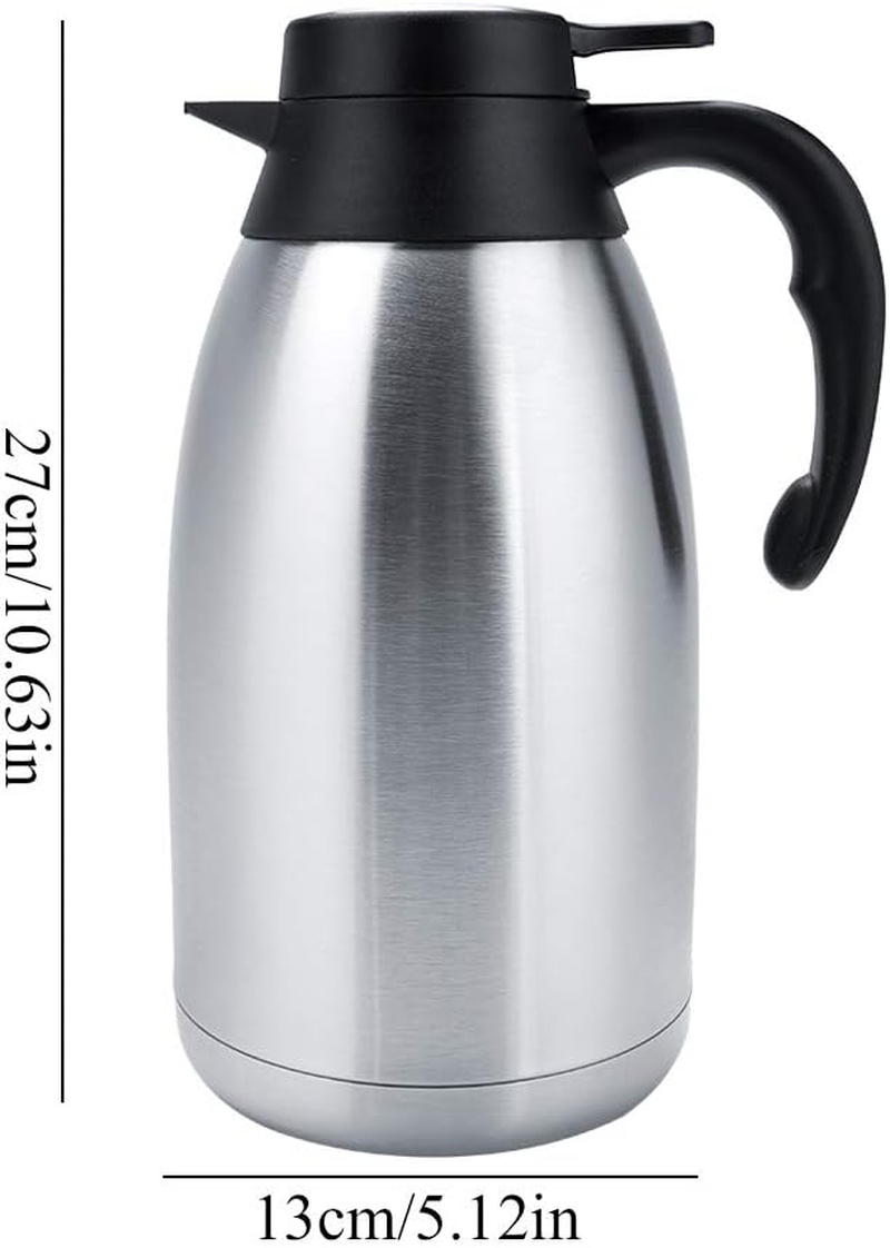 QANYEGN Double Walled Insulated Coffee Server, Vacuum Insulated Coffee Water Pot, Stainless Steel Vacuum Insulated Tea Pot for Keeping Hot Coffee Tea Home and Office (2L)