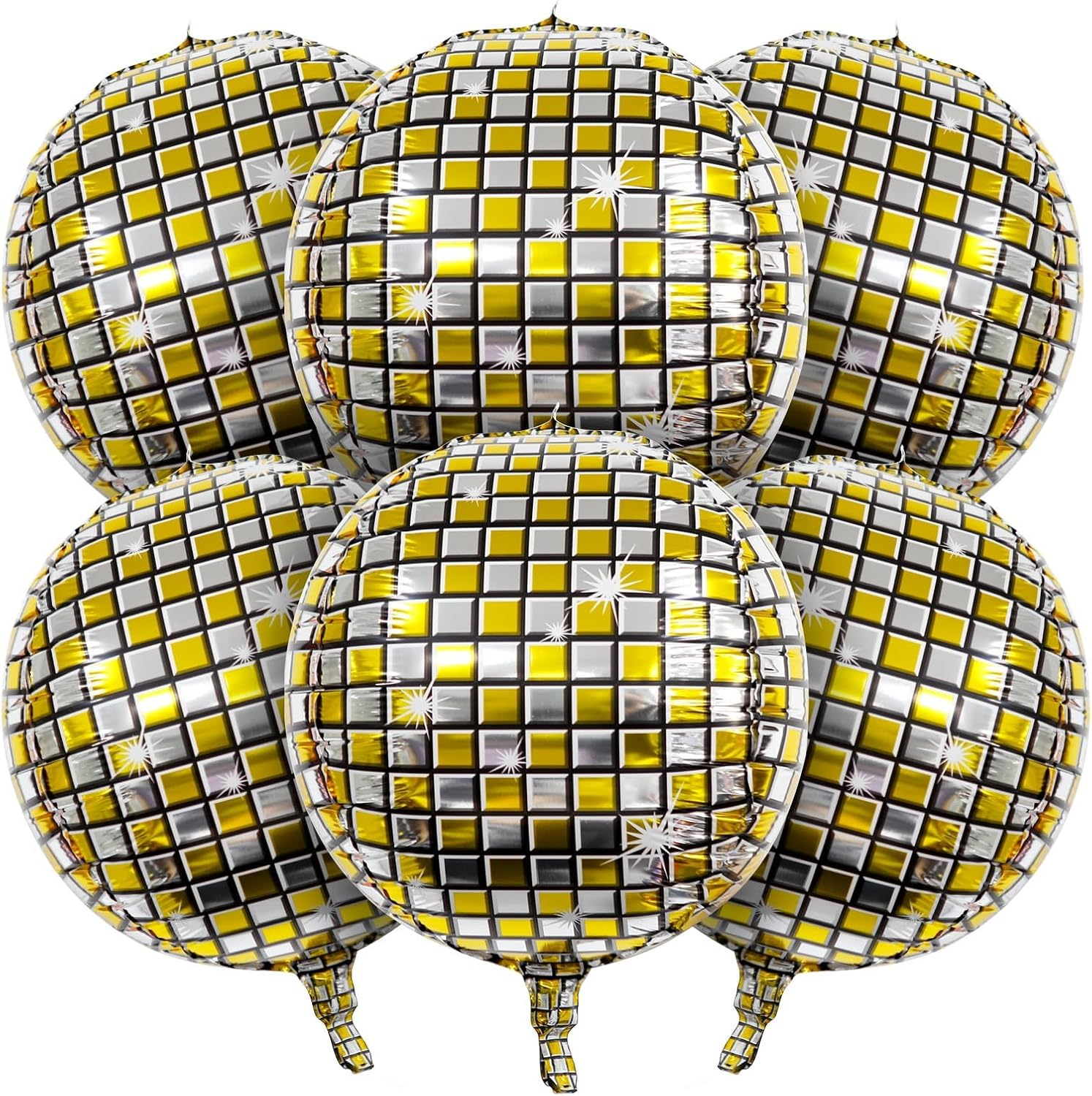 Disco Ball Balloons Gold and Silver Disco Mylar Foil Balloons Disco Party Supplies 22 Inch Giant 4D round Metallic Disco Balloons for 70S 80S 90S Party Decorations Birthday Bachelorette Party 6 PCS image number 4