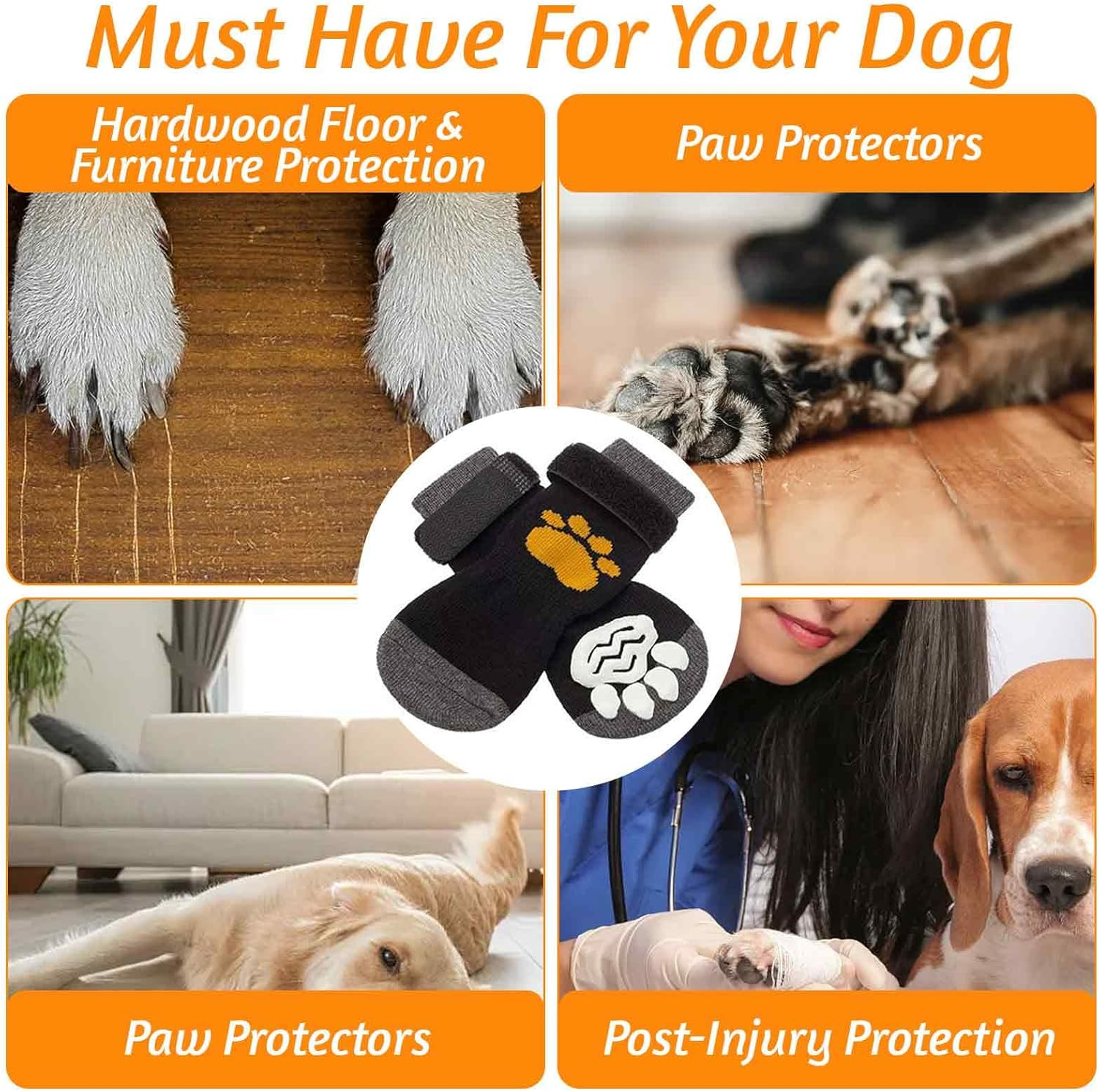 Dog Stop Licking Paws Socks, 2Pairs Dog Injured Paw Protectors, Dog Socks, Dog Paw Bandage, Dog Paw Protectors image number 3
