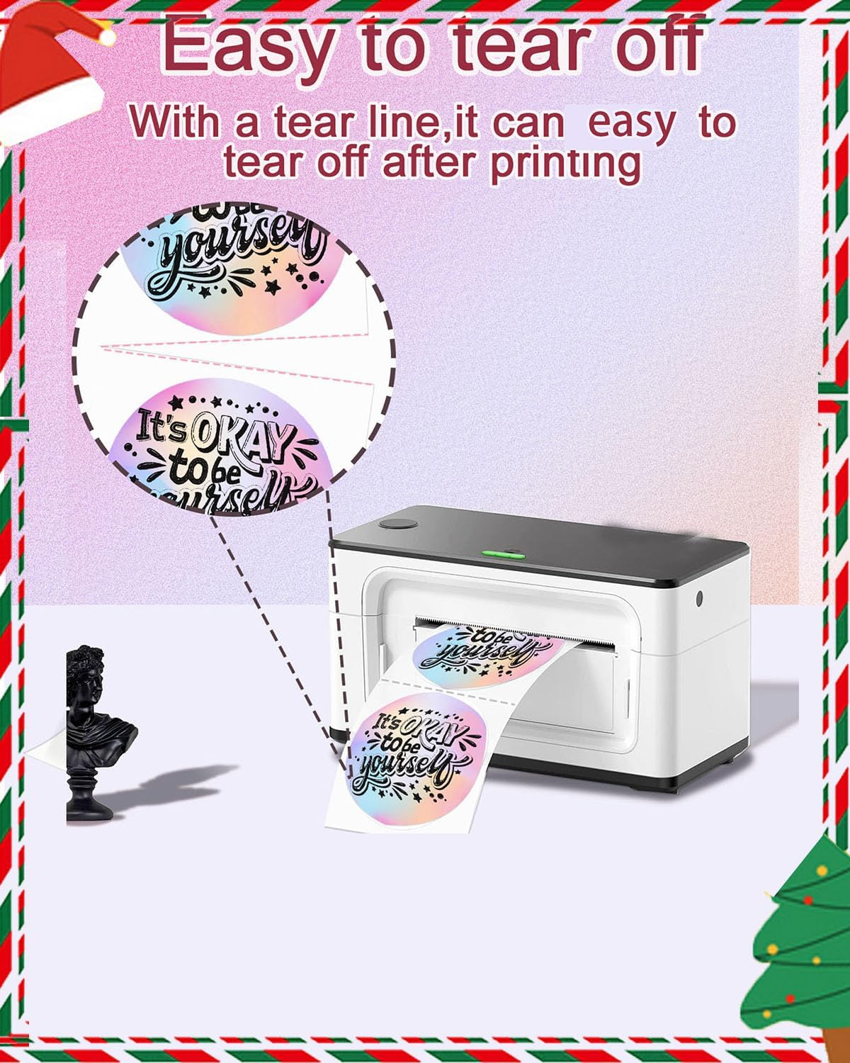 1.5 X 1.5 round Thermal Labels, 1.5 Inch round Thermal Sticker Labels for Business and Home, Circle Thermal Printer Labels for DIY Logo Design, Thanks Card, 500 PCS, 1 Roll image number 4