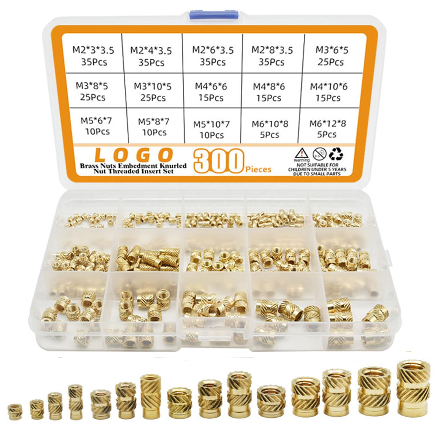 Paifeancodill Brass Thread Plug Kit - 300PCS 15 Sizes M2-M6 - Heating Kit for Plastic Parts - Public Rock Thread Plug-In