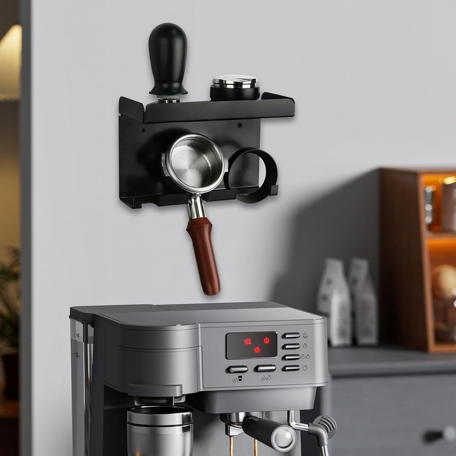 Weilaikeqi Espresso Tool Holder Wall Mounted Coffee Tamper Station Organizer for Milk Tea Shop image number 1
