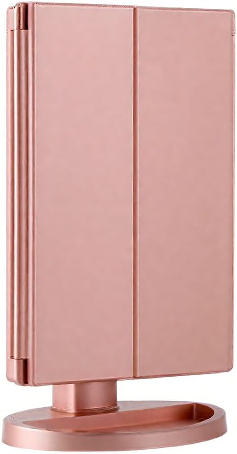 Makeup Mirror with Lights,Magnifying Beauty Looking Glass, Trifold Cosmetic Mirror,Countertop Vanity Looking Glasses,Portable High Definition Mirrors,With Touch Screen Dimming image number 2