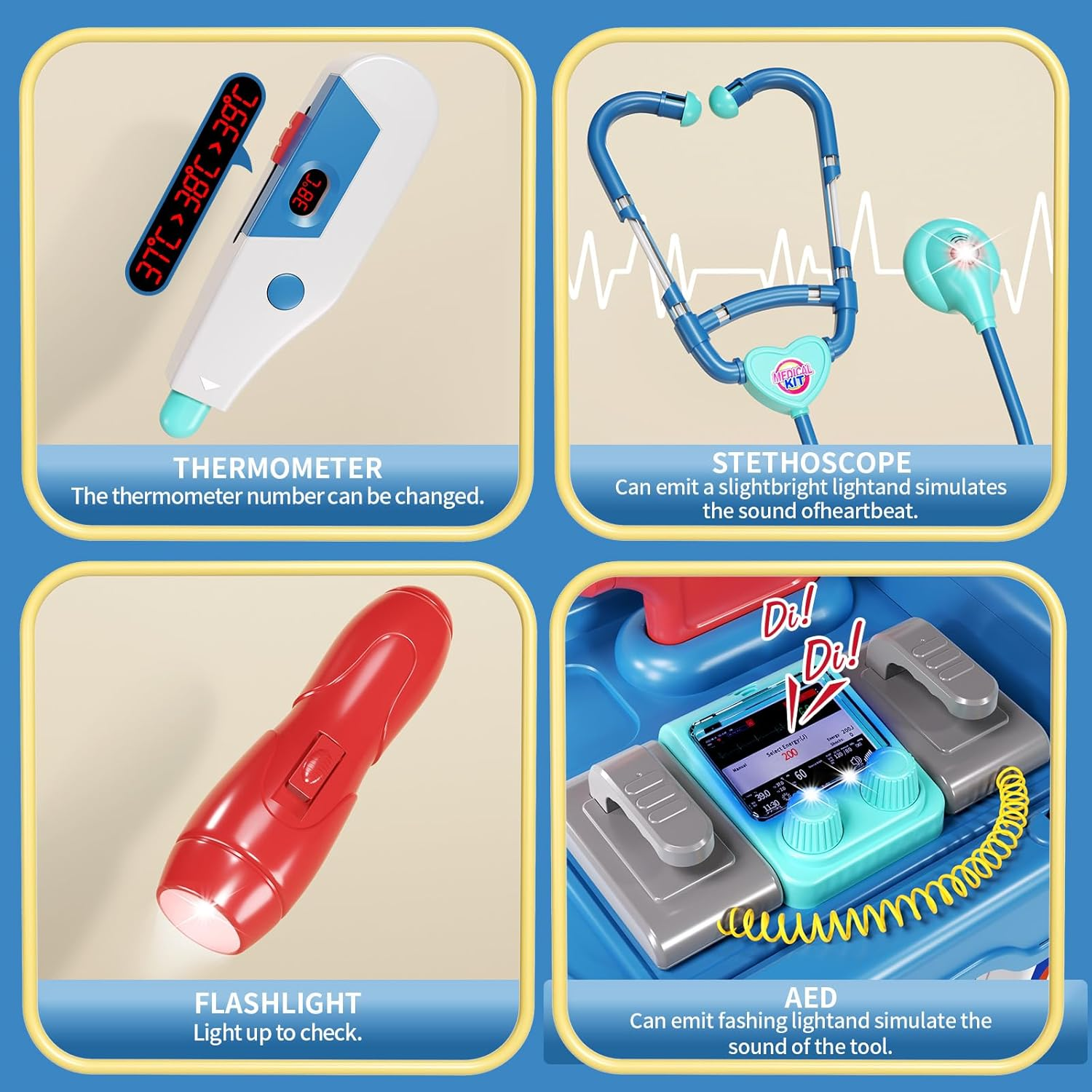 Doctor Kit for Kids, Pretend Doctor Playset for Toddlers with Cart, Costume and Stethoscope, Role Play Medical Toy for Girls Boys Toddlers 3-8 Birthday Gifts