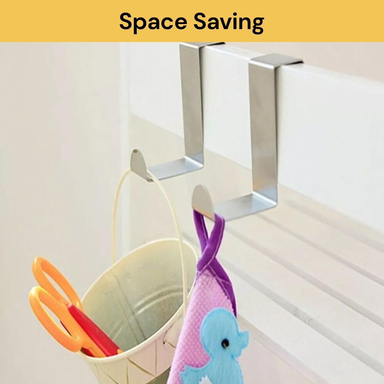 Spendeal 6Pcs over the Door Hooks Z-Shaped Hanging Hooks Dual Head, Stainless Steel Reversible Single Hanger Hook for Hanging Clothes, Coats, Kitchen, Cabinet, Drawer image number 2