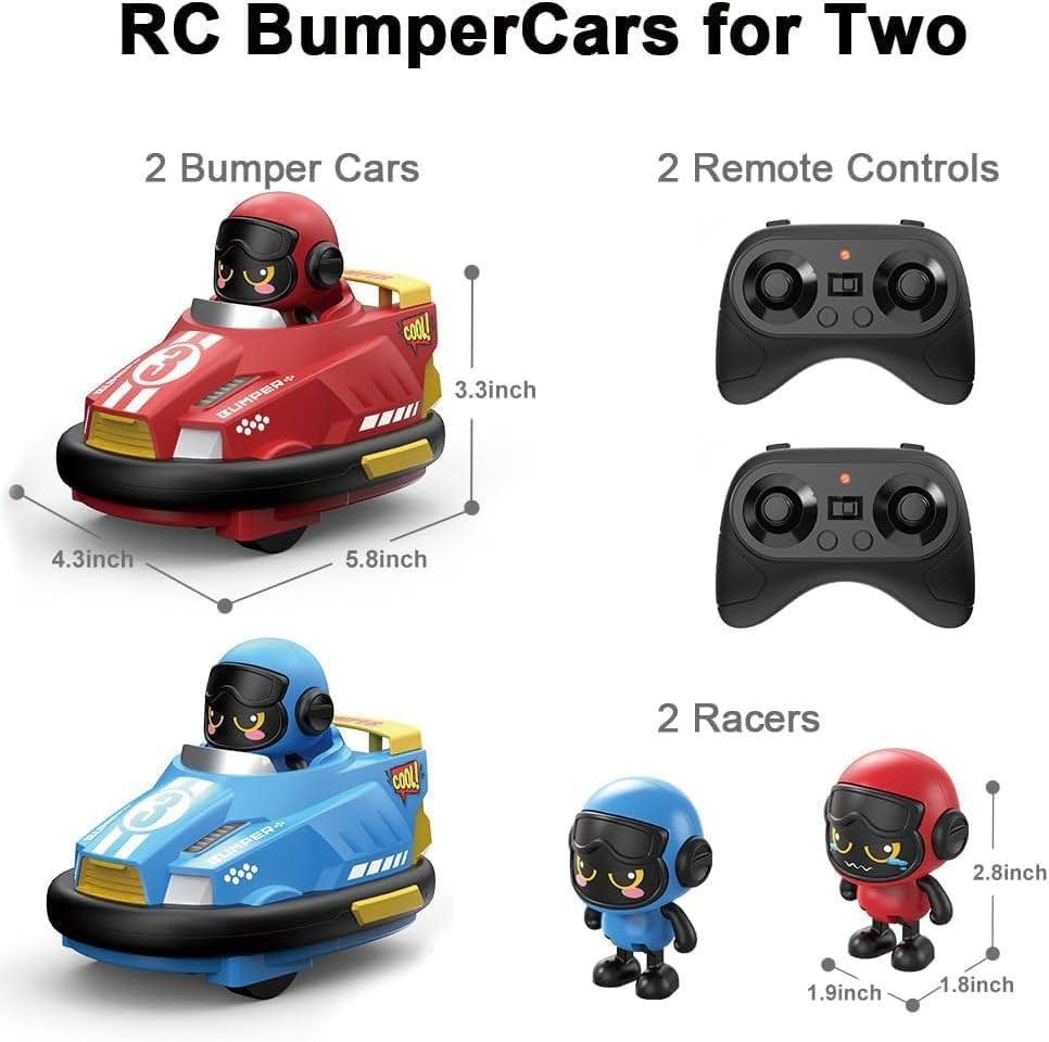 B-Qtech Remote Control Car Toy, Cute Bumper Cars Cartoon Car with Ejecting Drivers, 2 Pack Battle Car Toy Switchable Speeds with Music & Lights, DIY Stickers Included, Birthday Gifts for Boys Girls image number 5