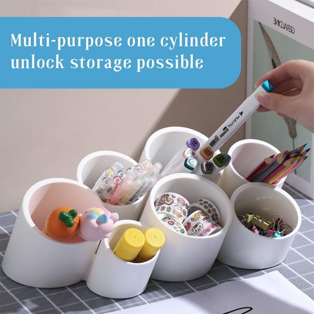 Tiltable Cylindrical Creative Pen Holder, Detachable Desktop Stationery Storage Box, Wall-Mounted Pen Holder, Suitable for Dormitories, Cosmetics, Business Card Holders, Offices, and Study Rooms image number 5