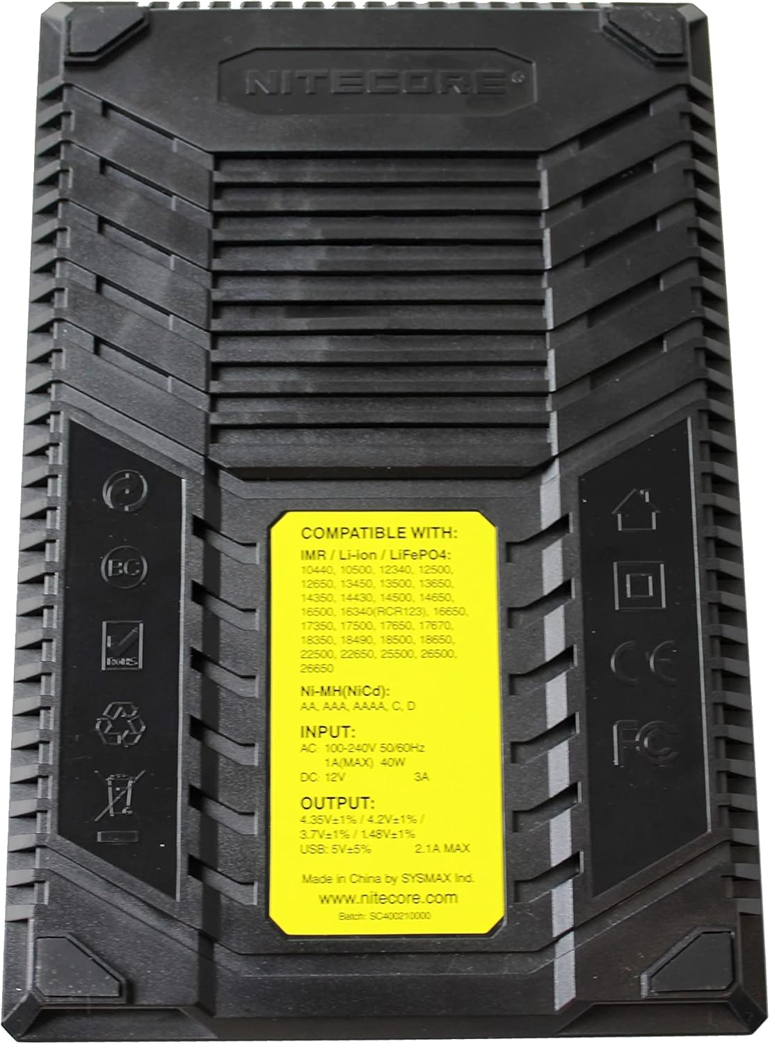 NITECORE SC4 4-Slot Fast Universal Charger for Li-Ion, Lifepo4, IMR and Ni-Mh (Ni-Cd) Batteries, up to 3000Ma Charging Speed, Includes Battery Health Detection, Black image number 3