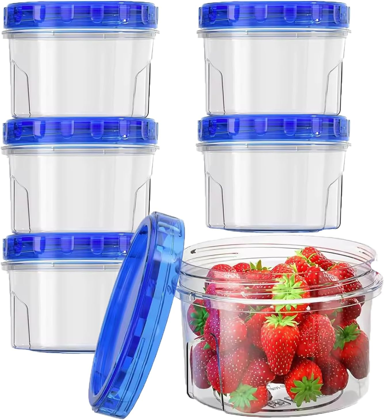 6 Pack 16 Oz Freezer Storage Containers with Screw Lids for Sealing, Airtight Plastic Food Storage Jar,Overnight Oats for Fruit, DIY Projects, Jam Spices Food Storage Jar