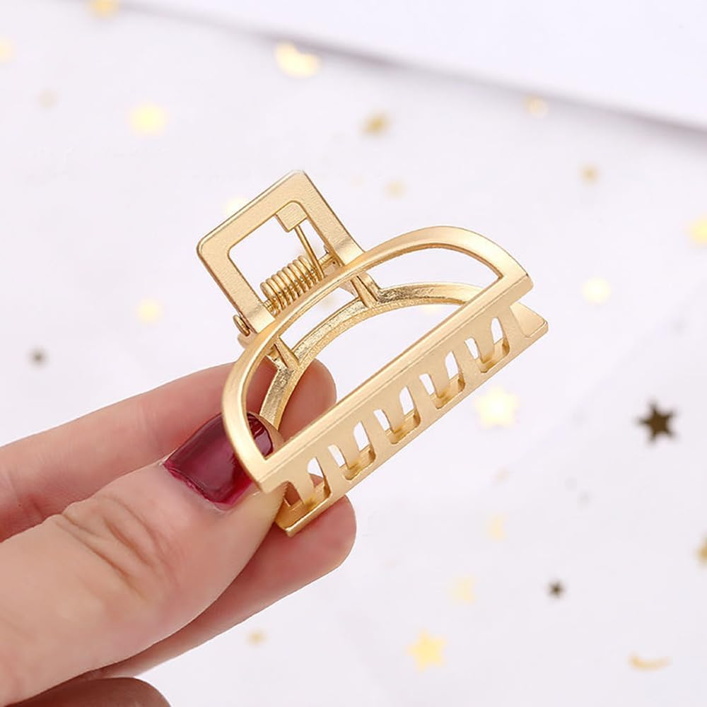 2PCS Small Metal Hair Claw Clips, Mini Gold Hair Clips for Women Thick Thin Hair, Non-Slip Jaw Clamp Clips for Women Girls Hair Accessories image number 1