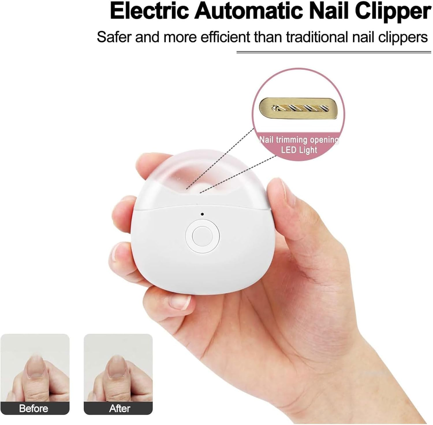 Annuoyi Electric Nail Clipper,Automatic Nail Trimmer with LED Light & 2 Speeds with Nail Scraps Storage, USB Rechargeable Safety Fingernail Trimmer for Newborn, Infant, Toddler,Adult and Seniors image number 1