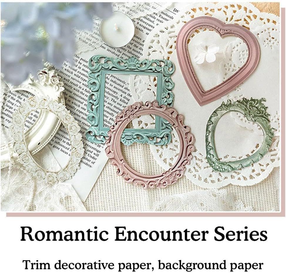 Scrapbook Frames Vintage Paper Frames Small Thin Decorative Paper Lace Cutouts Scrapbook Window for Scrapbooking Junk Diary Crafts Decorative Pack of 10 image number 4