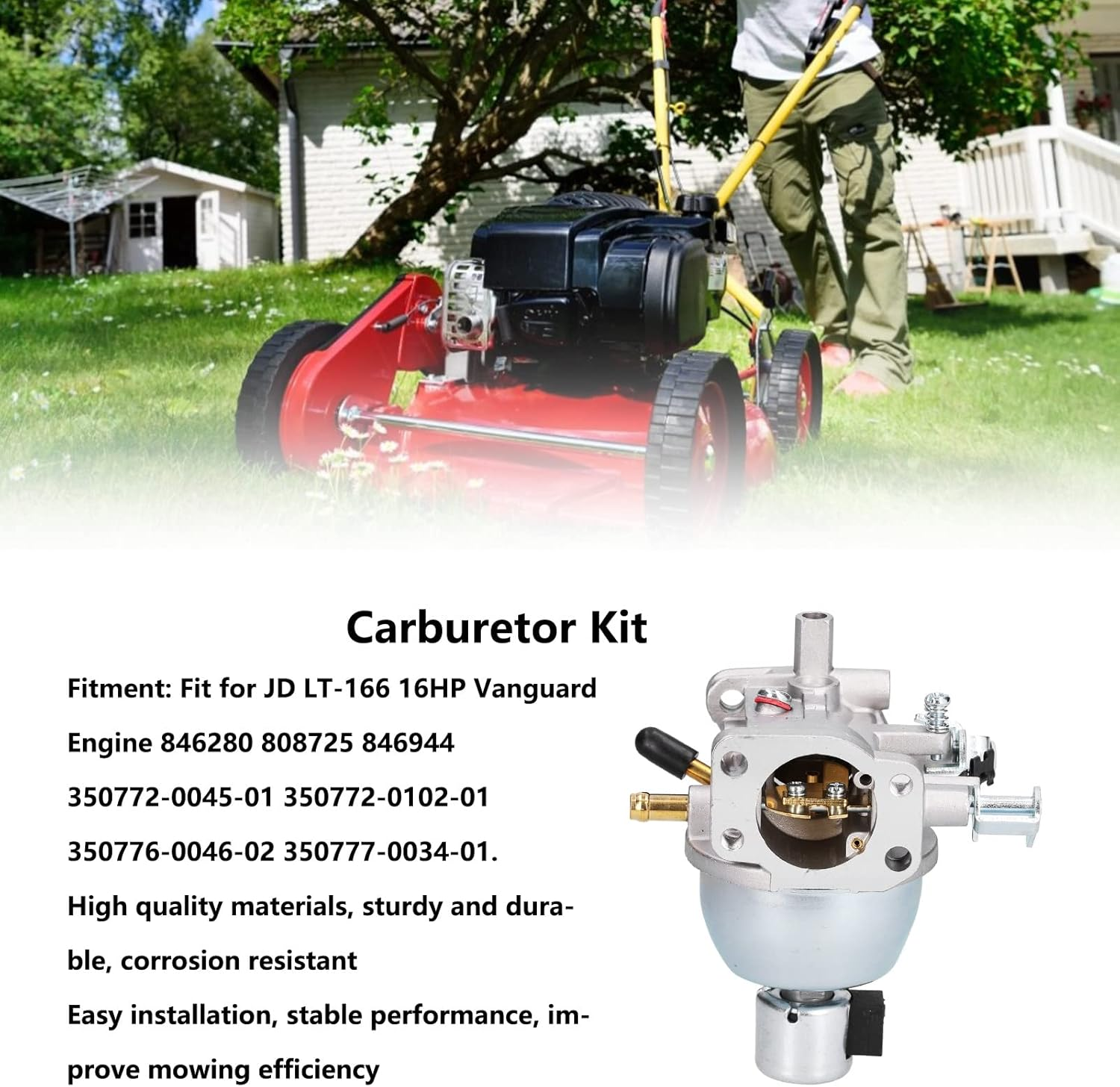 Carburetor, Carb Kit Engine Filter Set with Throttle Cable Replacement, Air Fuel Filter for Lawn Mower,Garden and Outdoor image number 2