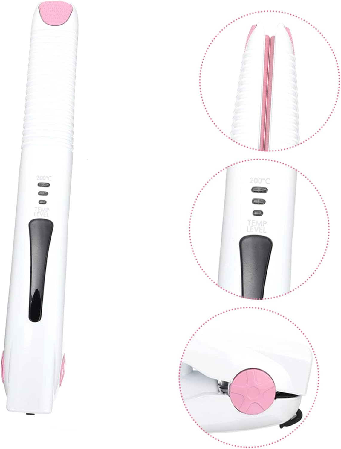DINHEAROM Cordless Mini Hair Straightener and Curler 2-In-1 Usb Rechargeable Travel Size Fast Heating Suitable for Hair Types Pearl White image number 4